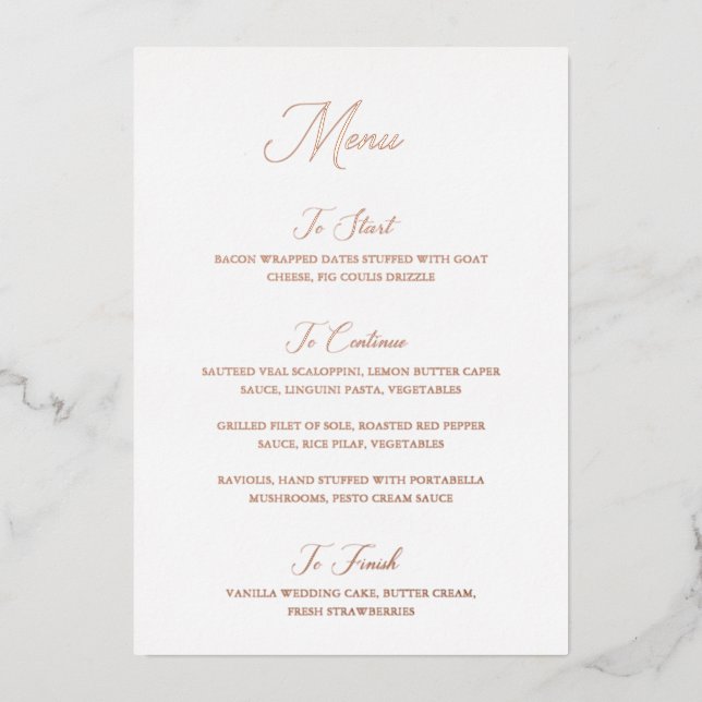 Invitation En Aluminium Menu Mariage moderne Nancy (Devant)