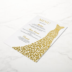 Invitation En Aluminium Menu Or pour Mariage, Anniversaire ou Réception de