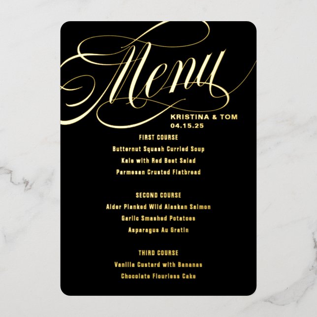 Invitation En Aluminium Menu si chic réel (Recto)
