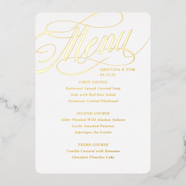 Invitation En Aluminium Menu si chic réel (Recto)