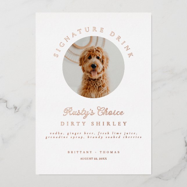 Invitation En Aluminium Menu Signal photo de la barre de Mariage de signat (Recto)