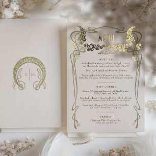 Invitation En Aluminium Menu vintage Art Nouveau minimaliste