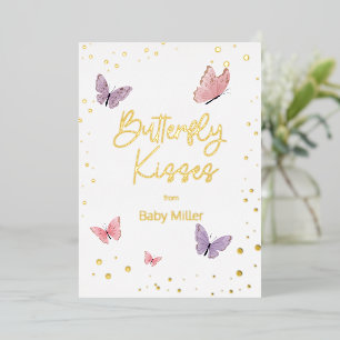 Invitation En Aluminium Merci Baisers à papillon