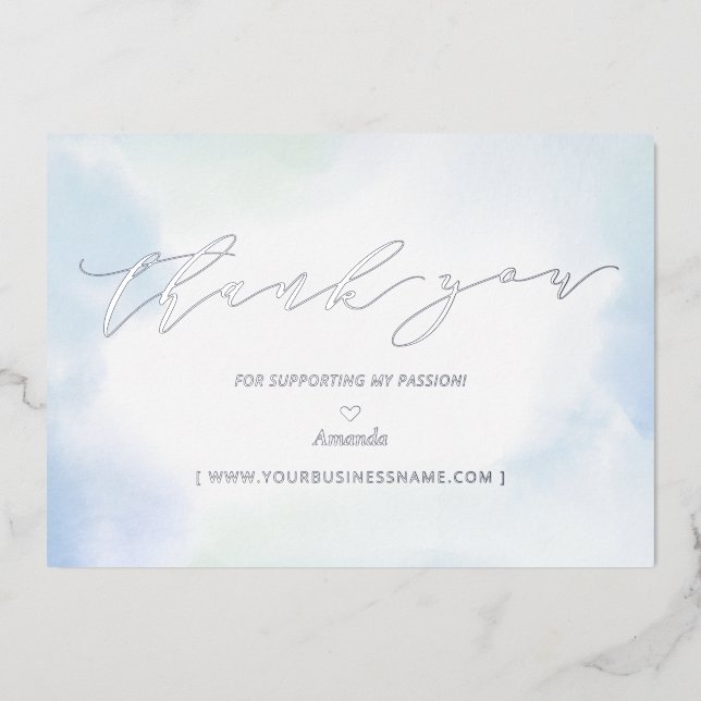 Invitation En Aluminium Merci du logo Silver Business (Recto)