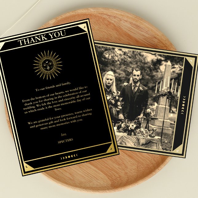 Invitation En Aluminium Merci Élégant de Tarot Black Gold Foil Photo (Créateur téléchargé)