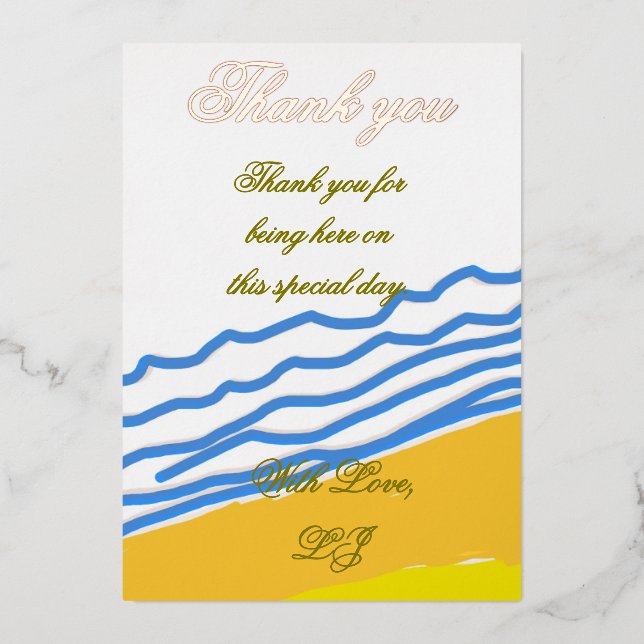 Invitation En Aluminium Merci LJ Monogram Elegant Beach Wedding (Recto)
