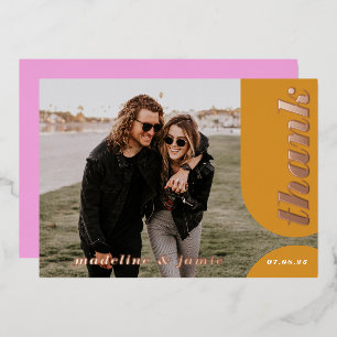 Invitation En Aluminium Merci Mariage d'arche rose jaune moderne