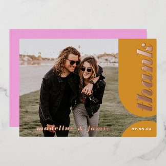 Invitation En Aluminium Merci Mariage d'arche rose jaune moderne