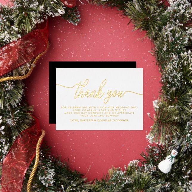 Invitation En Aluminium Merci Mariage de script simple réel (Insitu)