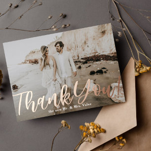 Invitation En Aluminium Merci Mariage Photo Real Foil Headline Foil In