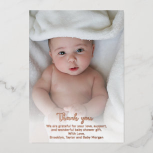 Invitation En Aluminium Merci photo simple personnalisé Nouveau bébé douch
