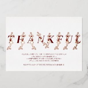 Invitation En Aluminium Merci Rose Gold Fall quitte Thanksgiving Dîner