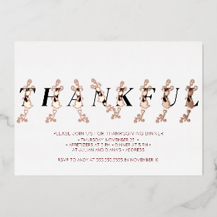 Invitation En Aluminium Merci Rose Gold Fall quitte Thanksgiving Dîner