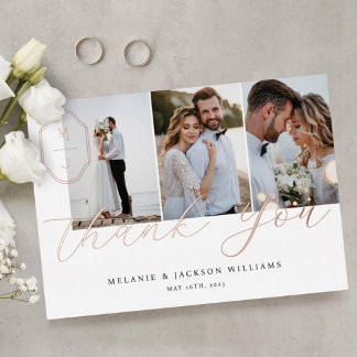Invitation En Aluminium Merci Script personnalisé Monogramme Mariage 3 Pho
