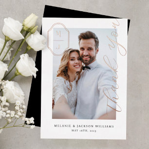 Invitation En Aluminium Merci Script personnalisé Monogramme Mariage photo