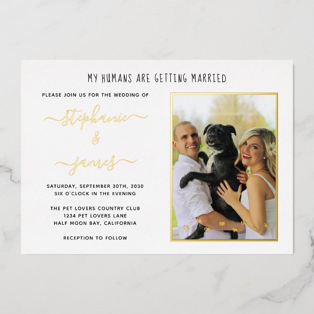 Invitation En Aluminium Mes humains se marient Mariage photo pour animaux  (Recto)