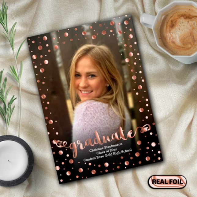 Invitation En Aluminium Métallic Confetti Photo Graduation (Créateur téléchargé)