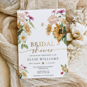 Invitation En Aluminium Mews Sunflower Automne Fête des mariées d'automne