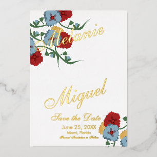 Invitation En Aluminium Mexicain Floral Esperluette Enregistrer la Date Pr