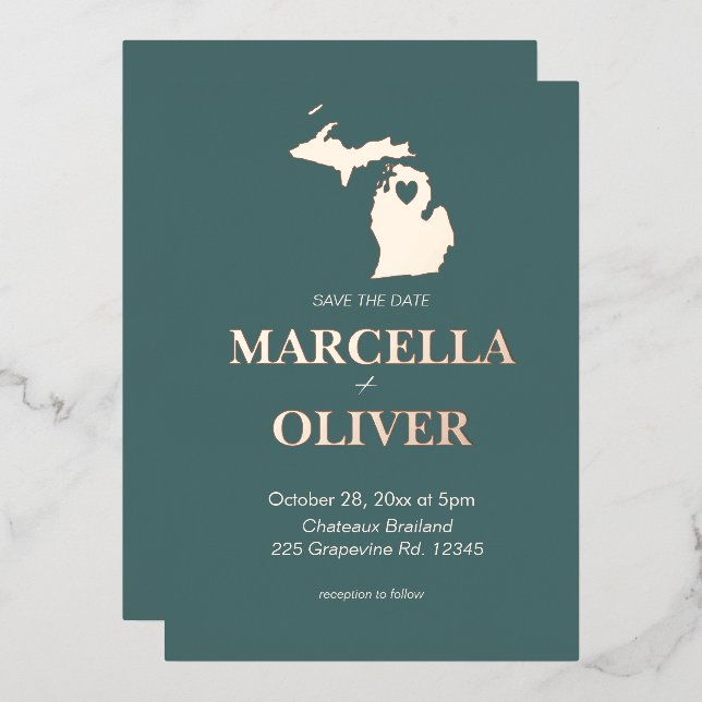 Invitation En Aluminium Michigan State Enregistrer La Date Destination Mar (Recto/Verso)