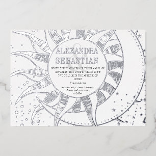 Invitation En Aluminium Midnight Stars Moon Sun Celestin Mariage Argent