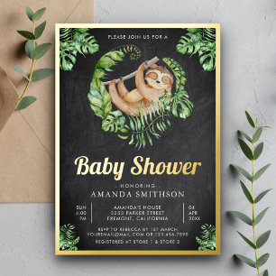 Invitation En Aluminium Mignon adorable paresseux tableau noir Baby Shower