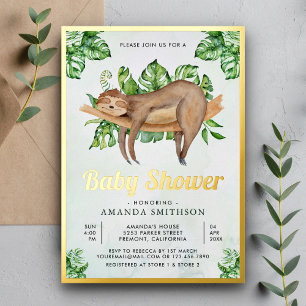 Invitation En Aluminium Mignonne Adorable couchage Baby shower Or