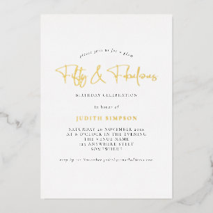 Invitation En Aluminium Mini Glam fty Fabulous Script Real