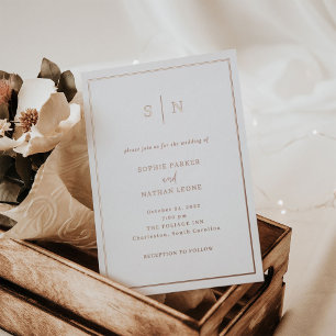Invitation En Aluminium Minimal and Chic Elegant Border Wedding Rose Gold