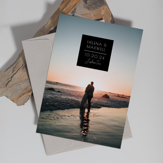 Invitation En Aluminium Minimal Deco Photo Faire part de date or (Créateur téléchargé)