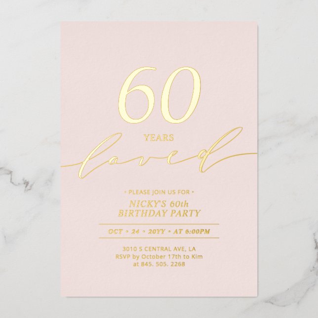 Invitation En Aluminium Minimal Pink & Gold Milestone Birthday  (Recto)