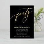 Invitation En Aluminium MINIMALIST Calligraphie chic or 40e anniversaire F<br><div class="desc">par kat massard >>> https://linktr.ee/simplysweetpaperie <<< Un design branché et écrit à la main pour votre anniversaire - J'ai la plupart des âges disponibles en magasin CONSEIL :: 1. Pour modifier/déplacer des graphiques et des polices et ajouter du texte - cliquez sur le bouton "customiser". - - - - -...</div>