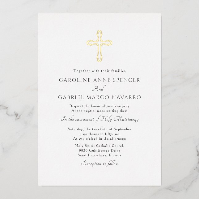 Invitation En Aluminium Minimalist Catholic Mass Wedding (Recto)