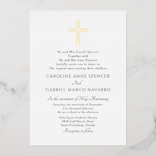 Invitation En Aluminium Minimalist Catholic Mass Wedding (Recto)