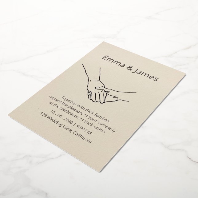 Invitation En Aluminium Minimalist Eternal Bond Line Art Wedding Invite (Rotation)