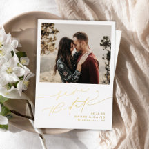 Minimalist Modern Chic Script Photo Save The Date