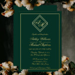 Invitation En Aluminium Minimalist Modern Geometric Monogram Wedding Foil<br><div class="desc">The couple's first initials are celebrated in sophisticated, modern style with a monogrammed pair of overlapping harlequin diamond shapes. Text is beautifully contrasted by the simple dark emerald green background (or you can choose any background to compliment the design). All of the details are ensconced in a rectangular frame ....</div>