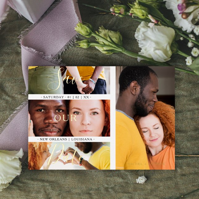 Invitation En Aluminium Minimalist Romantic 4 Wedding Engagement Photos (Créateur téléchargé)