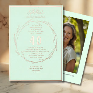 Invitation En Aluminium Minimaliste 40e anniversaire surprise photo person