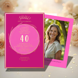 Invitation En Aluminium Minimaliste 40e anniversaire surprise photo person