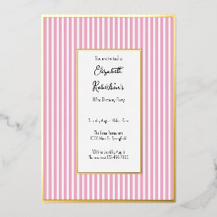 Invitation En Aluminium Minimaliste Bandes Roses Or 92e Anniversaire