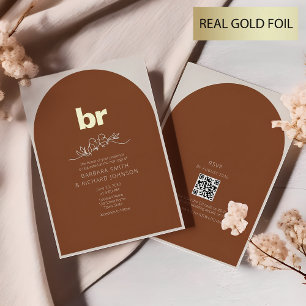 Invitation En Aluminium Minimaliste Boho Terracotta Burnt Orange Mariage