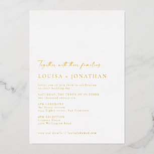 Invitation En Aluminium Minimaliste Chic Classique Écriture Mariage Or Bl