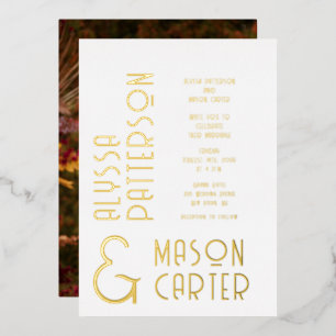 Invitation En Aluminium Minimaliste Elegant Gold Mariage photo moderne