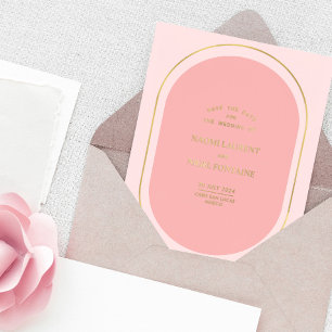 Invitation En Aluminium Minimaliste et moderne rose et or Enregistrer la d