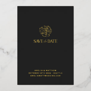 Invitation En Aluminium Minimaliste Floral Noir Or Boho Enregistrer La Dat