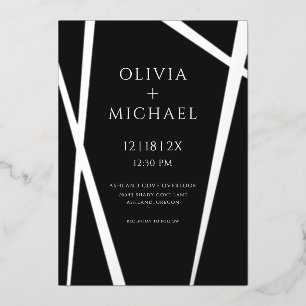 Invitation En Aluminium Minimaliste Moderne Argent Noir