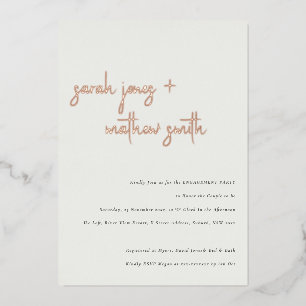Invitation En Aluminium Minimaliste Moderne Écriture Noir Blanc Engagement