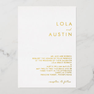Invitation En Aluminium Minimaliste moderne   Gold Traditionnel Mariage Re
