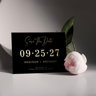 Invitation En Aluminium Minimaliste Moderne Noir Or Save The Date